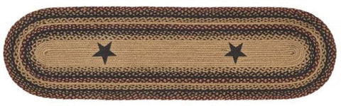 Blackberry Star 13x48 in. Braided Oval Runner - 100% JUTE - Clearance