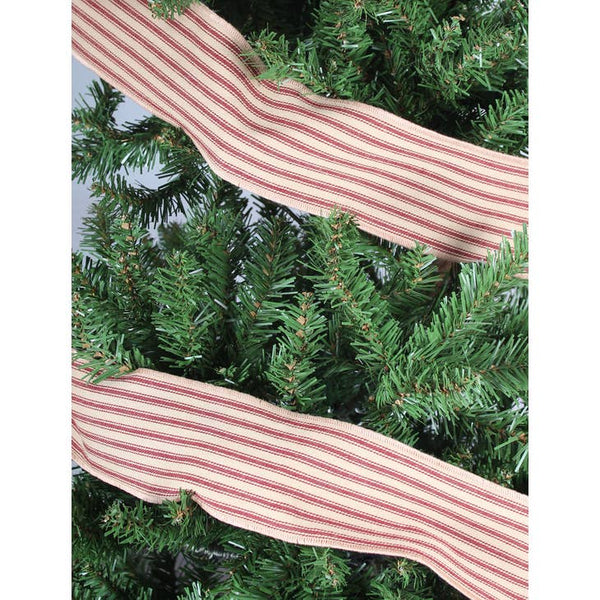 York Ticking Barn Red Fabric Ribbon 3x120"