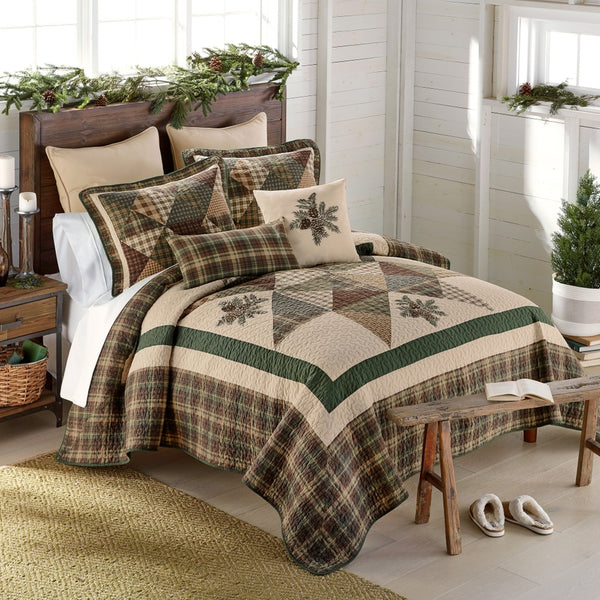 Pine Star 3pc Cotton Quilted Bedding Set