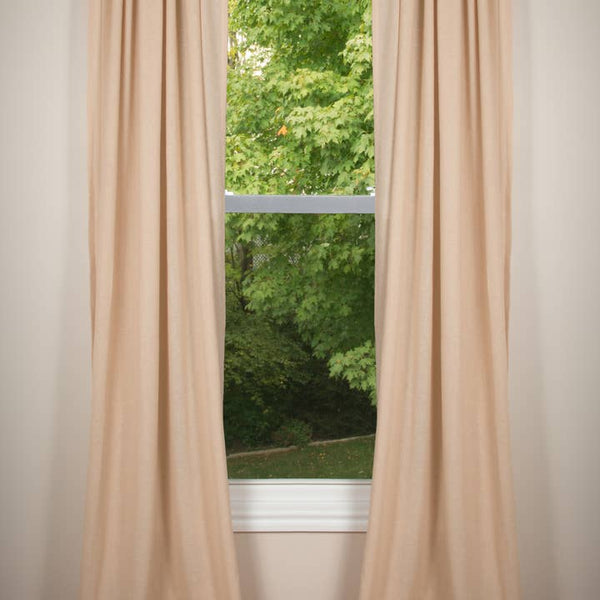 Heirloom Cream Drapery Panels 84x86 set of 2 with tiebacks, unlined farmhouse country cotton curtains