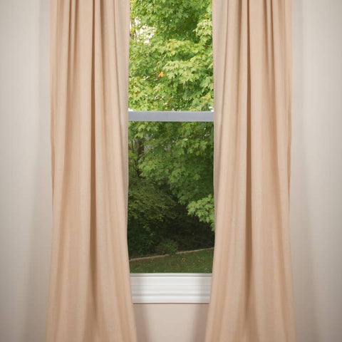 Heirloom Cream Drapery Panels 84x86 set of 2 with tiebacks, unlined farmhouse country cotton curtains