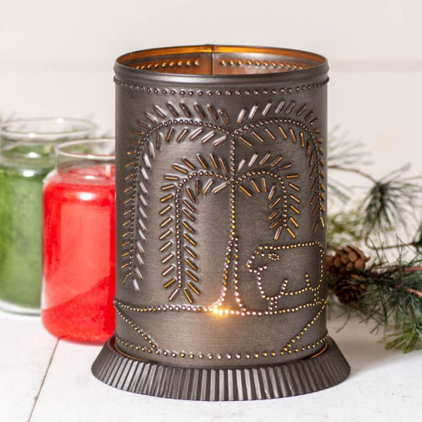 Candle Warmer with Willow & Sheep in Kettle Black