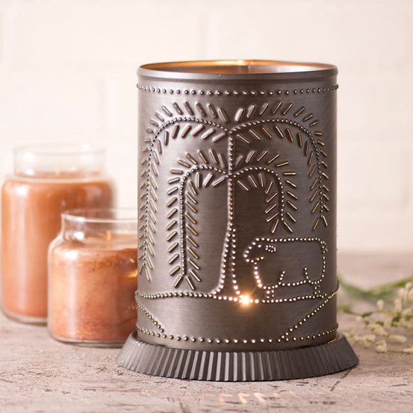 Candle Warmer with Willow & Sheep in Kettle Black