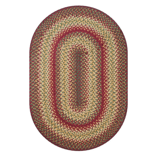 Cider Barn Braided Jute Oval Rug 27x45 | Red Green Gold