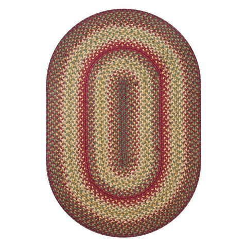 Cider Barn Braided Jute Oval Rug 20x30 | Red Green Gold