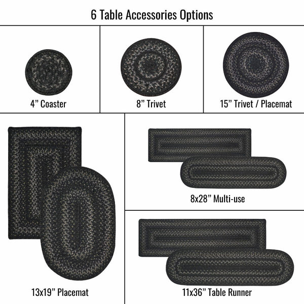 15 IN Jet Black Placemat Set of 6