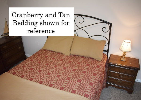 WESTBURY QUEEN BED COVER CRANBERRY/LINEN 94"X104"