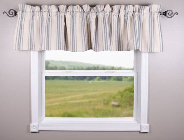 Grain Sack Stripe Blue Valance - Clearance All Sales Final