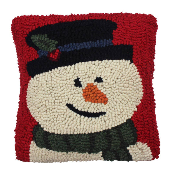 Flurry the Snowman Hooked Pillow 14"