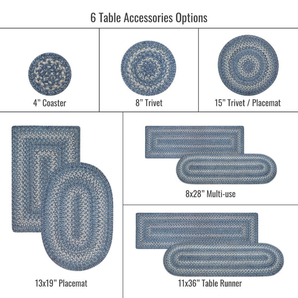 10x15 Denim Sky TbMt Oval Set of 4