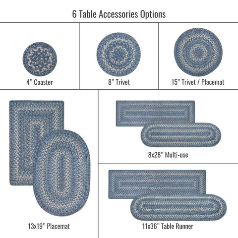 10x15 Denim Sky TbMt Oval Set of 4