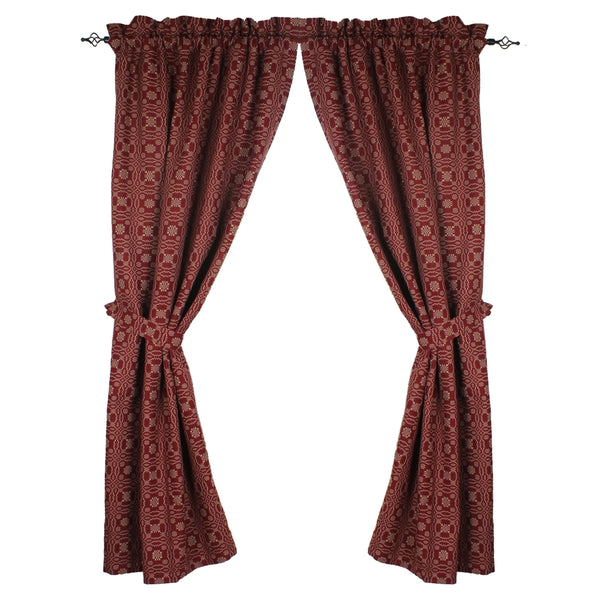 Lover’s Knot Barn Red Curtain Panels 63" | Primitive Country Decor