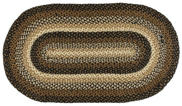 Stallion Braided Rug Oval 36 x 60 features color combination of black, mustard, and cream. Visit website for FREE s/h & discount offers. Primitive Country Farmhouse Home Decor.
