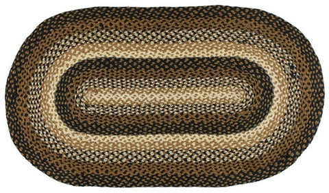 Stallion Braided Rug Oval 36 x 60 features color combination of black, mustard, and cream. Visit website for FREE s/h & discount offers. Primitive Country Farmhouse Home Decor.
