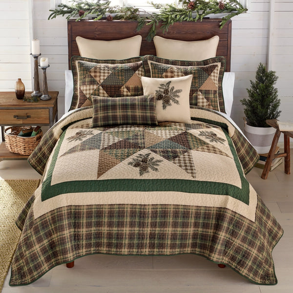 Pine Star 3pc Cotton Quilted Bedding Set