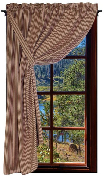 Our York Ticking Panel in colors of barn red and nutmeg is made of cotton.