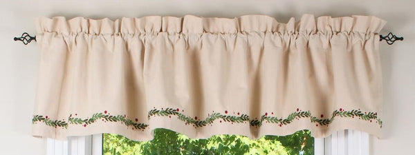 Holiday Pitcher Vine Valance | Primitive Farmhouse Kitchen Curtains