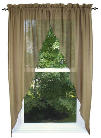 Heirloom Oat Romantic Swag 72"x72" set of 2 unlined farmhouse cotton swag curtains in oat color