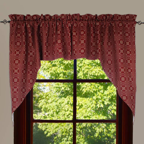 Lover’s Knot Barn Red Window Swag | Primitive Country Decor