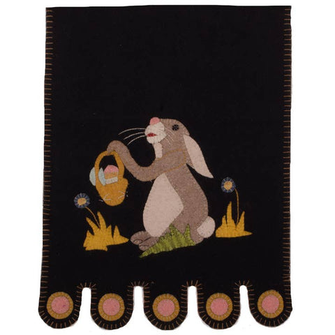 Bunny and a Basket Table Runner. Size is 14" x 36" and is made of Wool Felt. Spring, Easter, Home décor , Spring