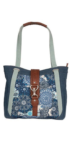 CORA UP-CYCLED CANVAS TOTE, BLUE