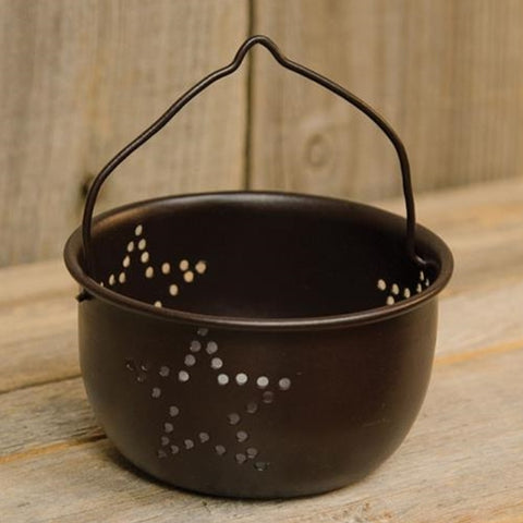 Mini Star Colander can be hung virtually anywhere and is perfect as a battery operated tea light holder. Measures 3 1/4" high by 2" wide. See website for free shipping offer. Primitive Country Farmhouse Home Decor.