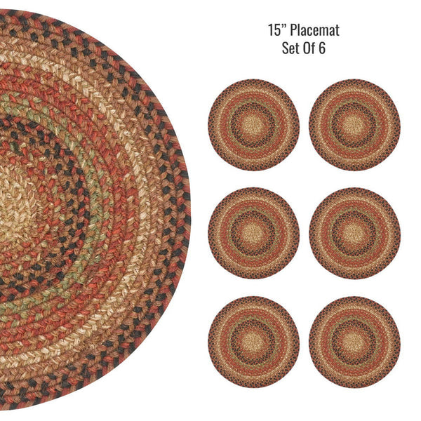 15" Gingerbread Round Jute Placemats - Set of 6