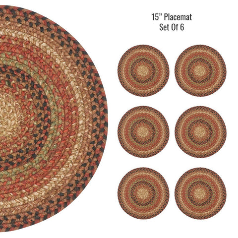 15" Gingerbread Round Jute Placemats - Set of 6