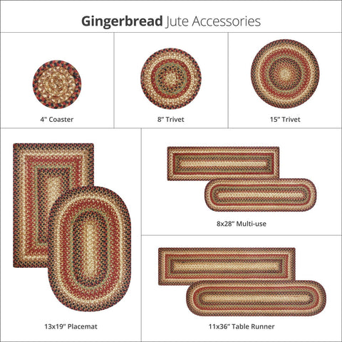 Gingerbread 10x15 Oval Tablemat Set of 4 – Rustic Jute Dining Decor