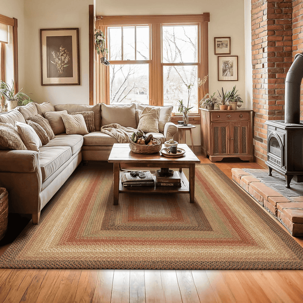 10x10 Gingerbread Swatch – Primitive Country Braided Jute Sample