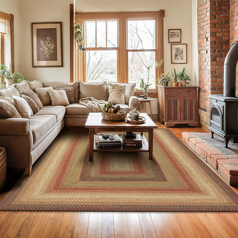 6x9 Gingerbread Rect Braided Jute Rug – Rustic Primitive Style