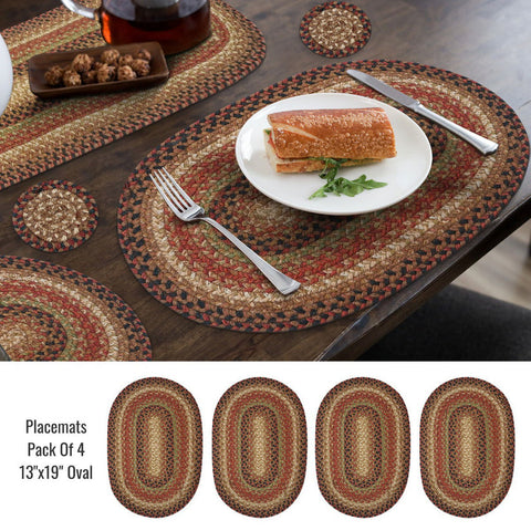 13x19 Gingerbread Oval Jute Placemats - Set of 4