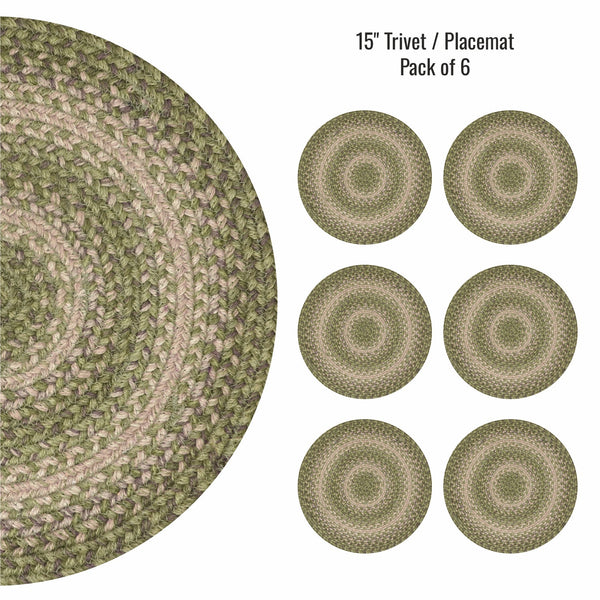 15 IN Grassland Green Placemat Set of 6
