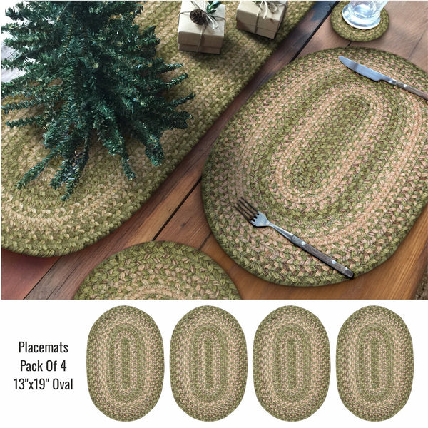 13x19 Grassland Green PcMt Oval Set of 4