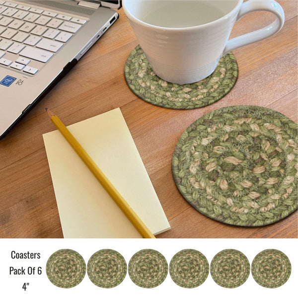 4 IN Grassland Green Coaster Set of 6