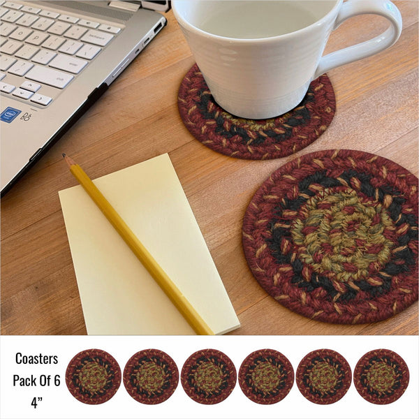 4 IN Highland Burgundy Coaster Set of 6
