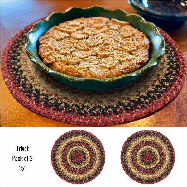 15 IN Highland Burgundy Trivet Large Set of 2