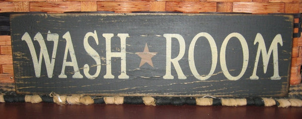 Primitive Country Wash Room 12" sign