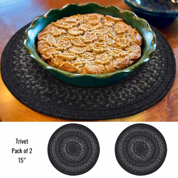 15 IN Jet Black Trivet Large Set of 2