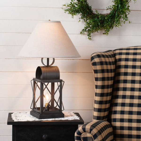Keeping Room Lamp in Smokey Black with Linen Fabric Shade