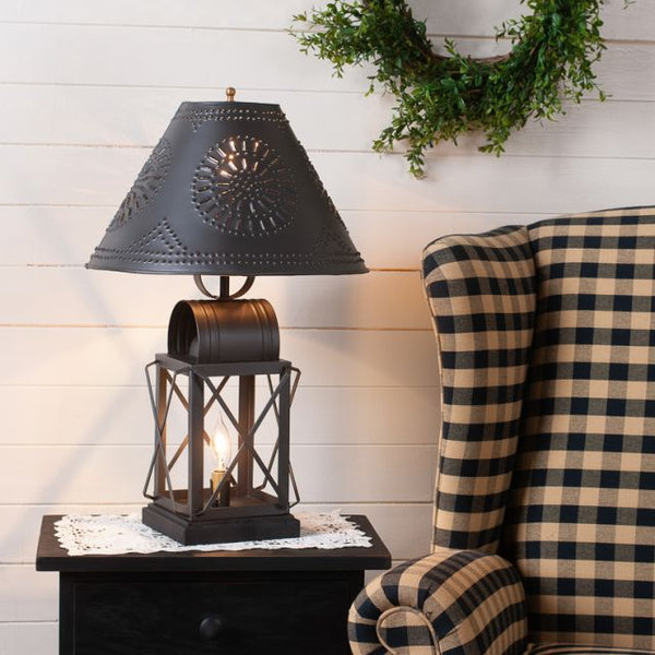 Keeping Room Lamp in Smokey Black with Metal Chisel Shade