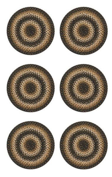 4" Kilimanjaro Braided Jute Coaster Set of 6 | Primitive Country Decor