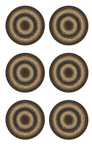 4" Kilimanjaro Braided Jute Coaster Set of 6 | Primitive Country Decor