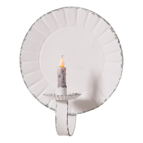 Large Round Candle Sconce in Rustic White. Visit website for FREE s/h & discount offers. Primitive Country Farmhouse Vintage Rustic Home Decor Accessories.