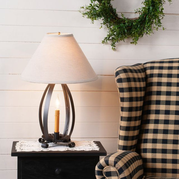 Lizzie Ross Lamp in Smokey Black with Linen Tapered Shade