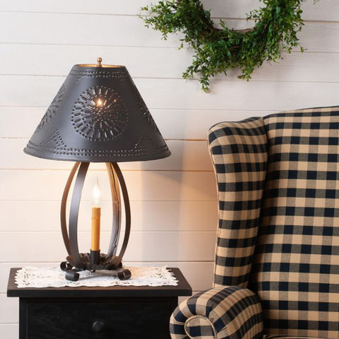 Lizzie Ross Lamp in Smokey Black with Metal Tapered Shade