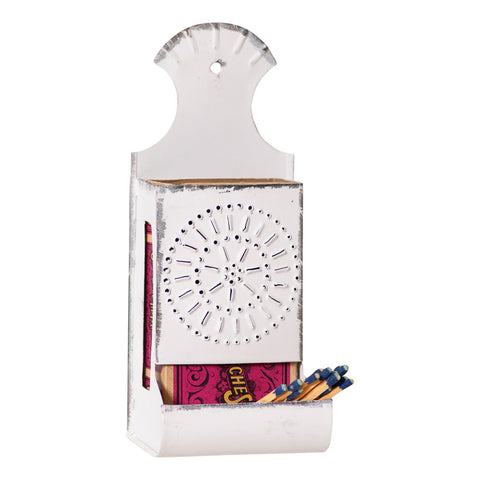 Match Box in Rustic White. Visit website for FREE s/h & discount offers. Primitive Country Farmhouse Vintage Rustic Home Decor Accessories.