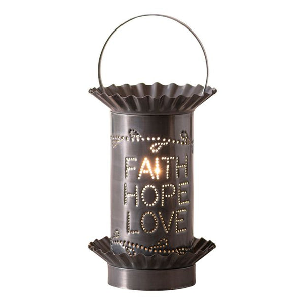 Mini Tartwarmer with Vertical Faith Hope Love in Country Tin