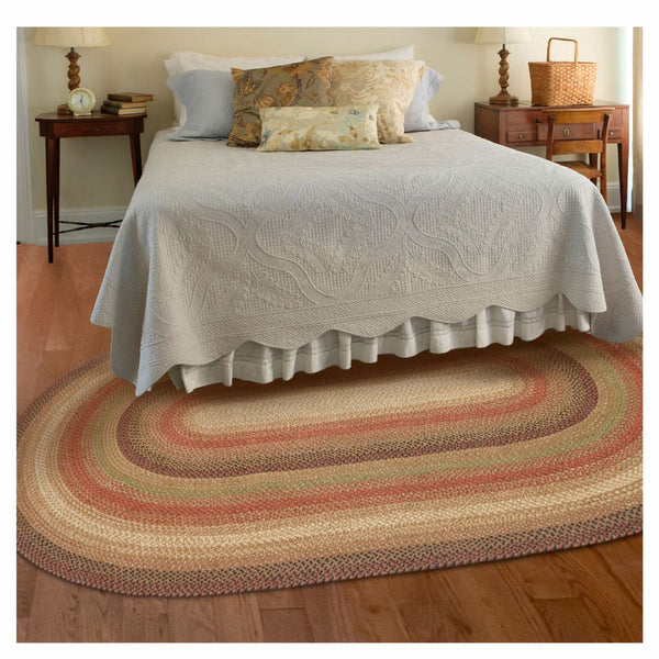 5x8 Gingerbread Braided Jute Oval Rug – Primitive Country Home Accent