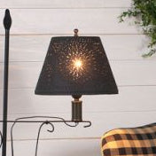Punched Tin 10-Inch Empire Shade with Chisel Design in Textured Black